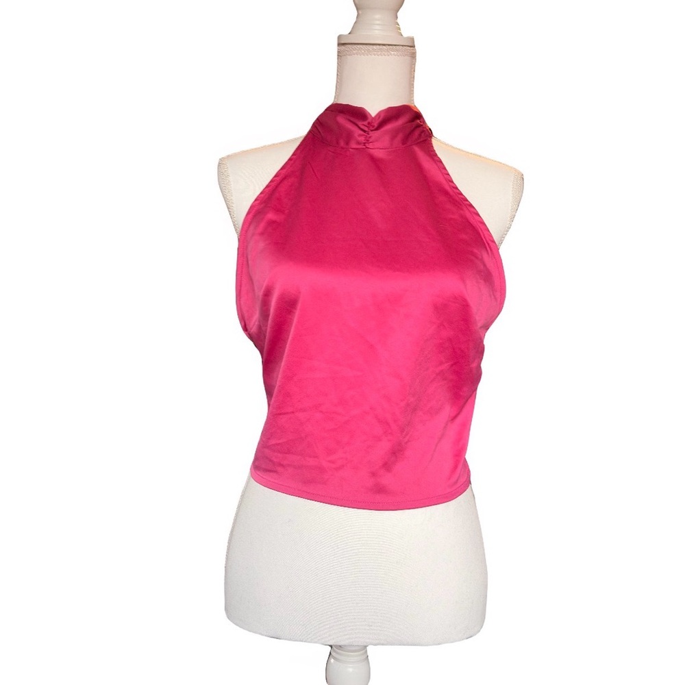 Nasty Gal Collection Pink Satin Halter Top – Going Out top – Size US 6